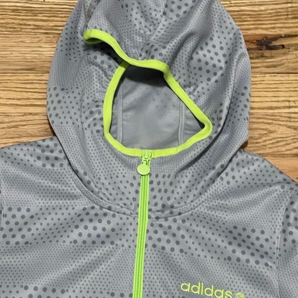 Adidas Kids Gray and Neon Green Raincoat size medium - Picture 3 of 5